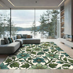 Elegant Sage and Teal Floral Vine Rug