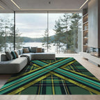 Modern Forest Green Tartan Cross Overlay Rug