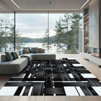 Monochromatic Woven Texture Grid Rug