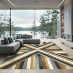 Earthy Tones Geometric Stripe Chevron Rug