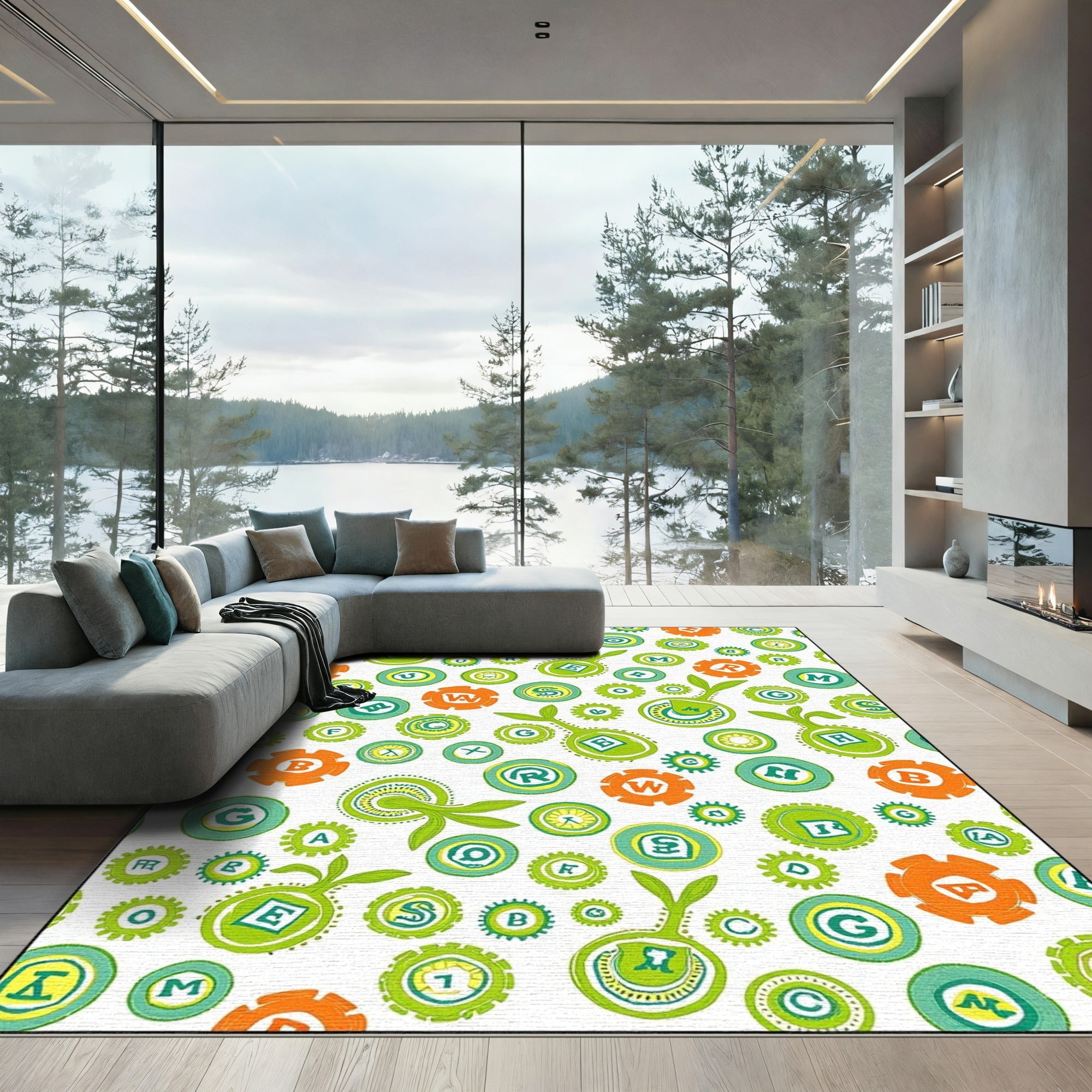 Whimsical Letter Sprouts Garden Rug