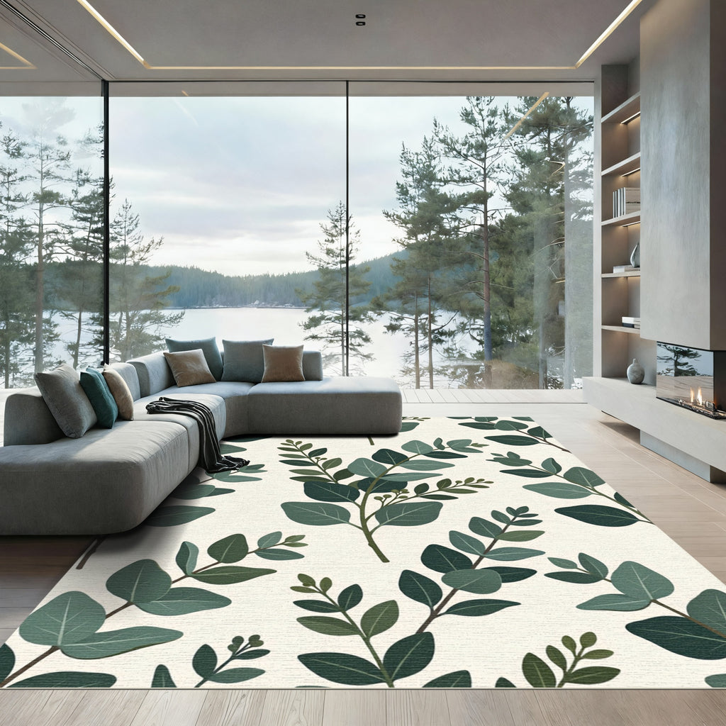 Botanical Eucalyptus Leaf Sage Foliage Rug