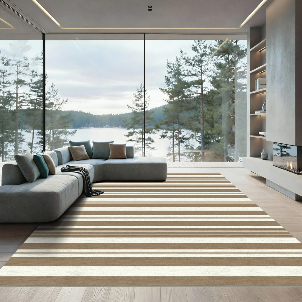 Earthy Neutral Tones Striped Rug