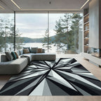 Monochrome Shattered Glass Geometric Area Rug