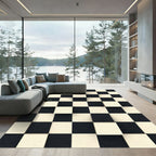 Black White Checkerboard Depth Rug