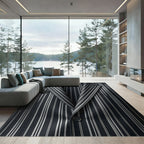 Classic Navy White Pinstripe Rug