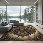 Ornate Bronze Antique Filigree Medallion Rug