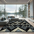 Monochromatic Gray Geometric Aztec Triangle Rug