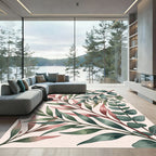 Earthy Watercolor Eucalyptus Botanical Foliage Rug