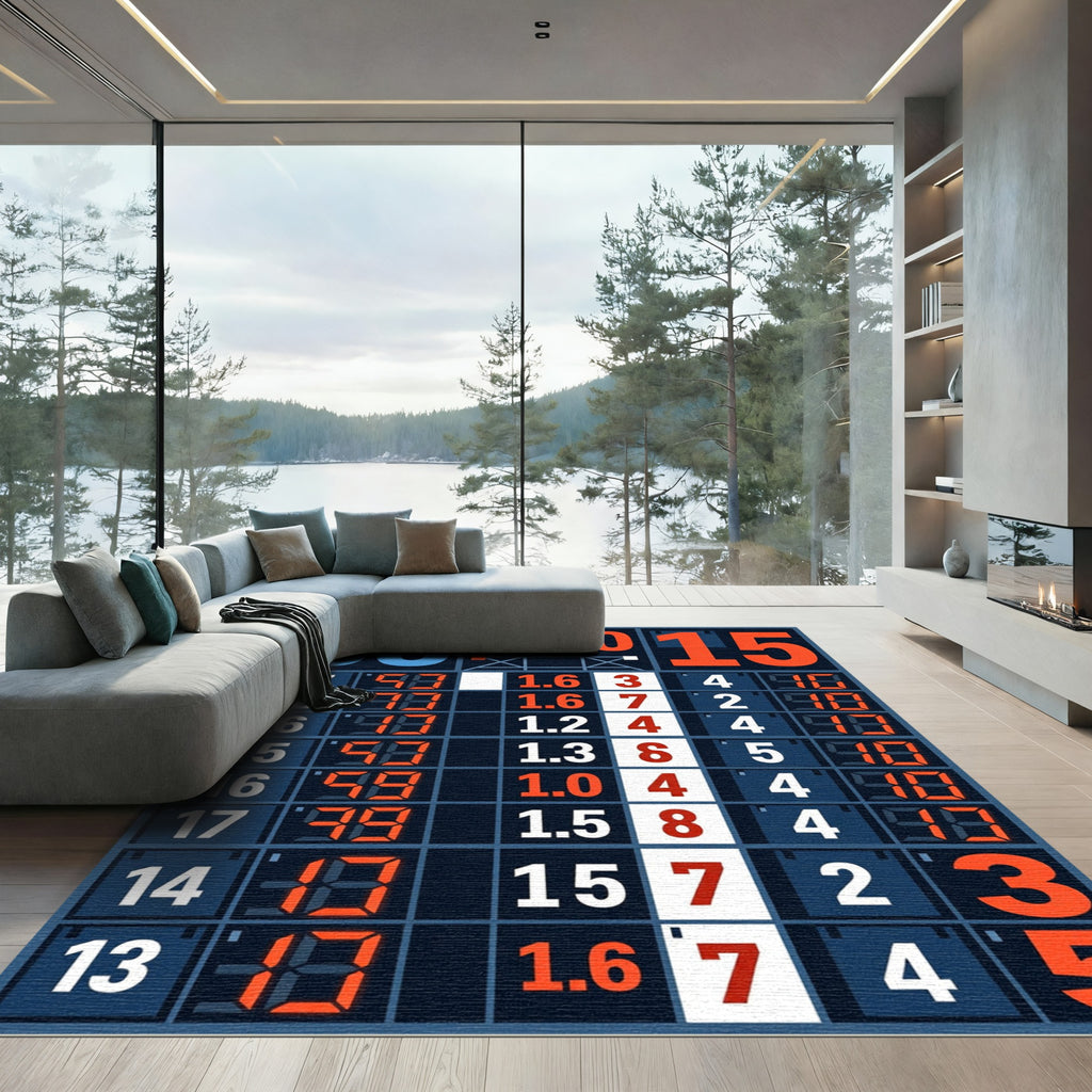 Bold Mid Century Modern Scoreboard Art Rug