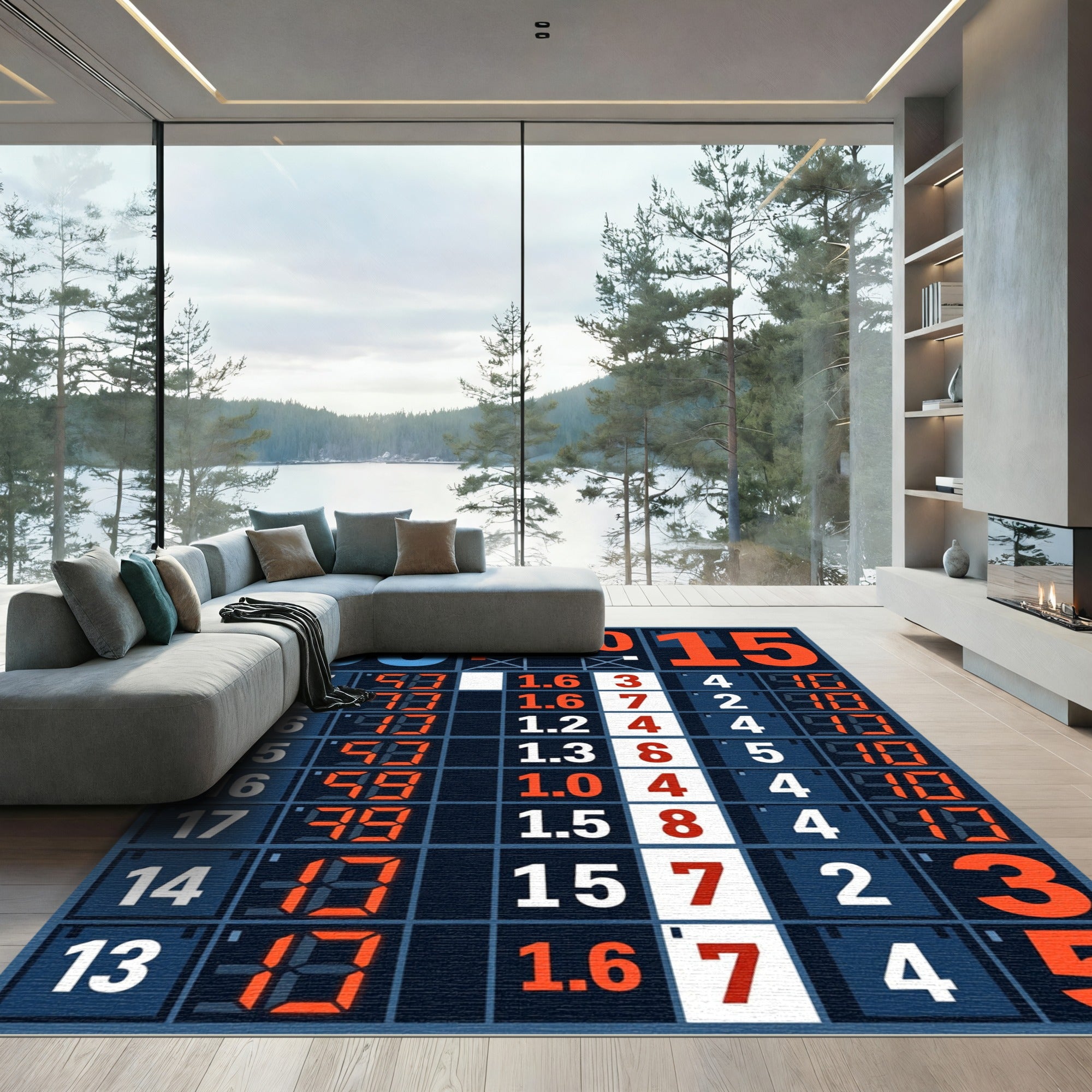 Bold Mid Century Modern Scoreboard Art Rug