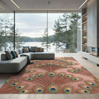 Gilded Peacock Feather Fan Radiance Rug