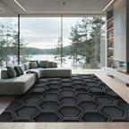 Dark Slate Gray Hexagonal Grid Rug