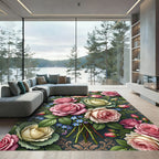 Romantic Pastel Rose Bouquet Floral Rug