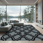 Modern Charcoal Interlocking Quatrefoil Geometric Rug