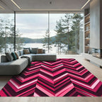Vibrant Pink Chevron Layered Geometric Rug
