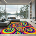 Vibrant Neon Swirl Psychedelic Wave Rug