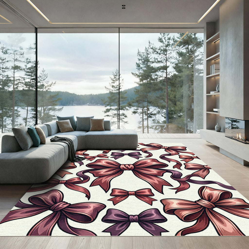 Red And Purple Bow Collage Rug