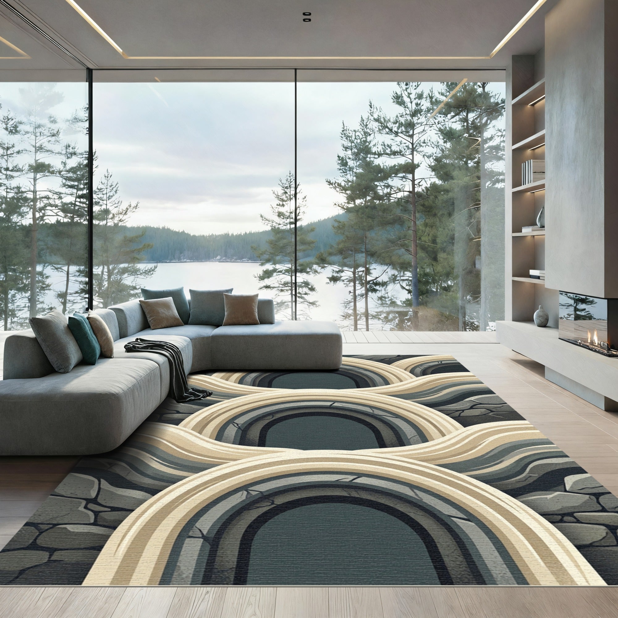 Stone Archway Abstract Wave Rug