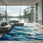 Deep Blue Ocean Wave Splash Rug