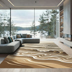 Sandy Brown Abstract Ocean Waves Rug