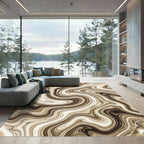 Coffee Swirl Abstract Liquid Marble Rug