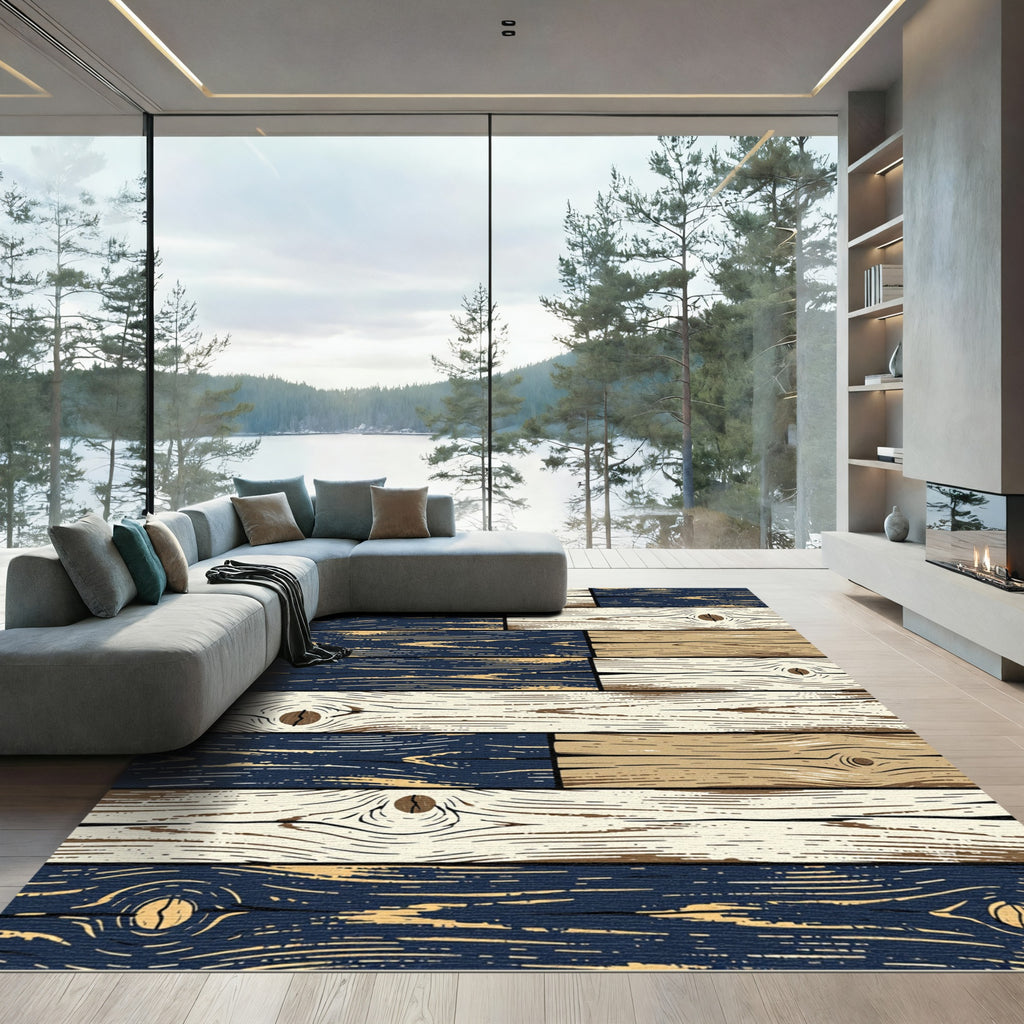 Rustic Americana Plank Wood Art Rug