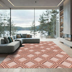 Elegant Blush Pink Geometric Diamond Lattice Rug