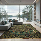 Ornate Emerald Floral Medallion Rug