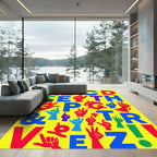 Bright Alphabet Hands Collage Rug