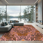 Intricate Amber Coral Starburst Medallion Rug