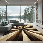 Modern Golden Brown Sunburst Radiance Rug