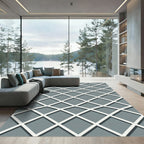 Modern Cool Gray Geometric Lattice Rug