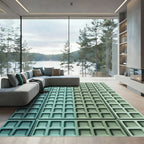 Gradient Seafoam Teal Square Grid Rug