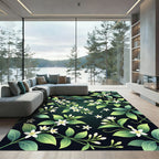 Emerald Green Floral Branch Accents Rug