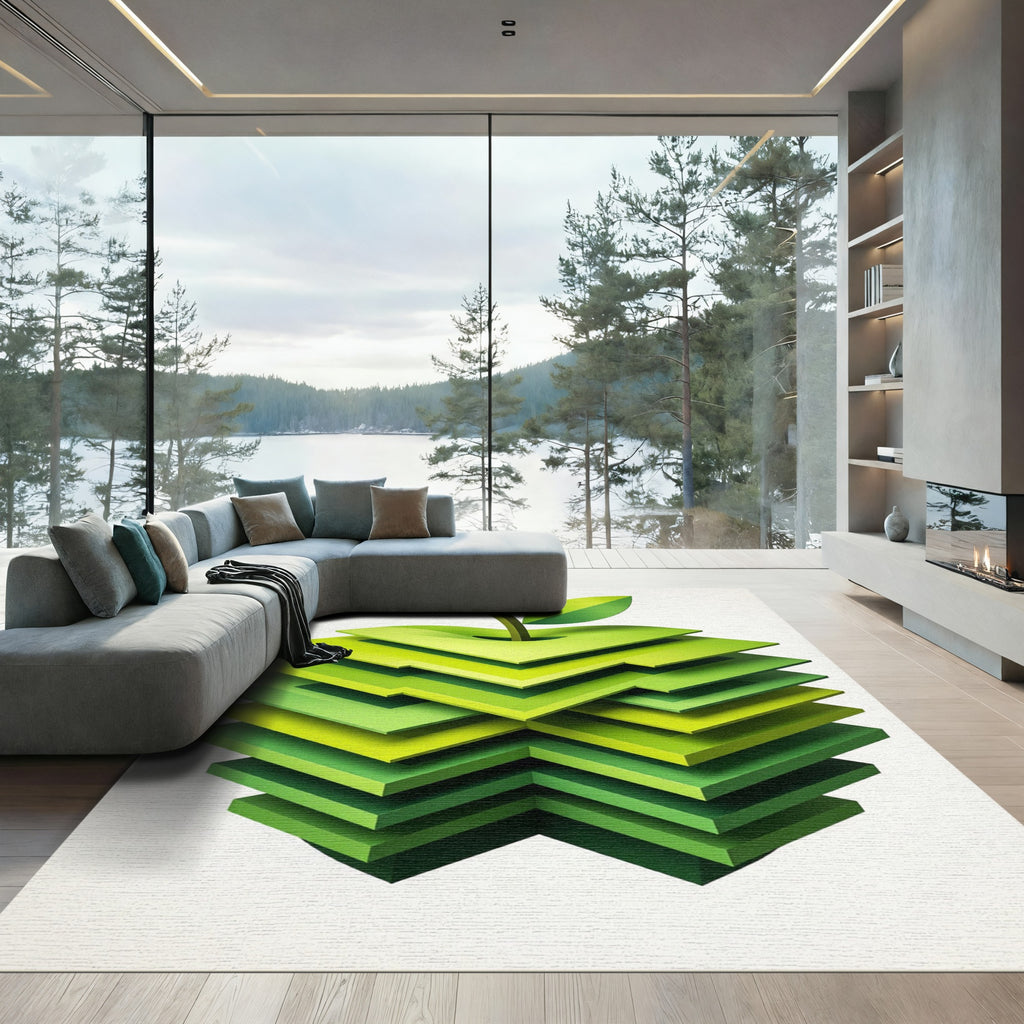 Layered Lime Apple Geometric Art Rug