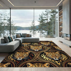 Gilded Leopard Portrait Ornate Damask Rug