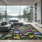 Blue and Purple Morning Glory Vine Rug