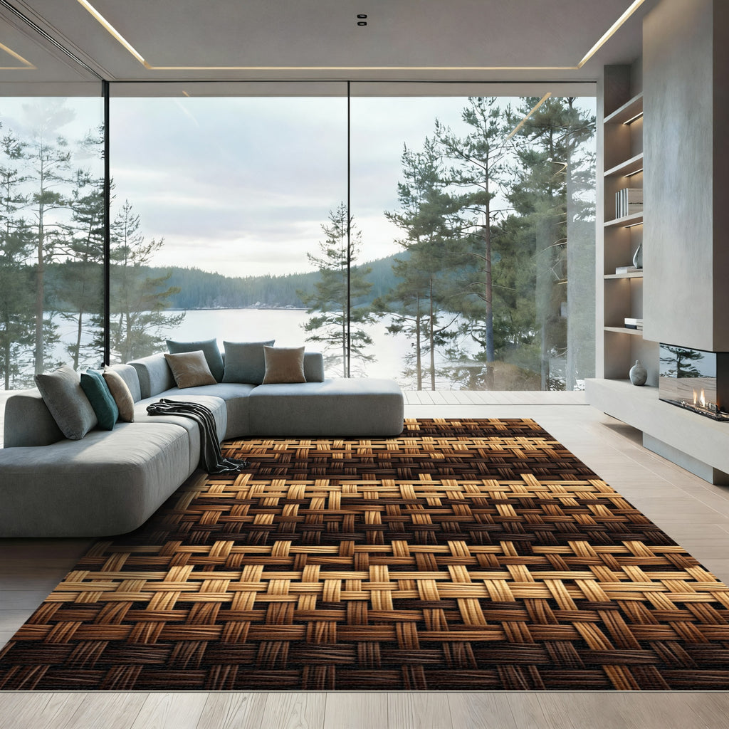 Rich Woven Earth Tones Geometric Rug