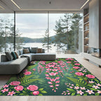 Lush Pink Hanging Cherry Blossom Garden Rug