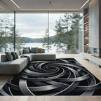 Gray Metallic Swirl Ribbon Vortex Rug