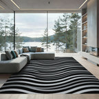 Monochromatic Gray Wavy Stripe Rug