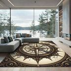 Antique Golden Compass Rose Medallion Rug