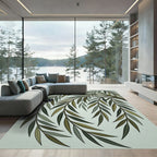 Elegant Sage Green Willow Branch Rug