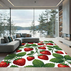 Vibrant Strawberry Vine Botanical Illustration Rug