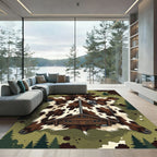 Rustic Brown White Cowhide Cabin Landscape Rug