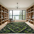 Forest Moss Lattice Trellis Rug