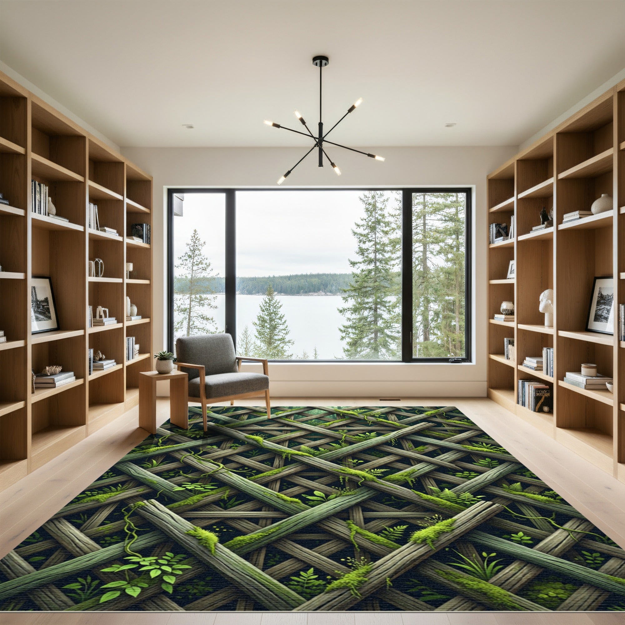 Forest Moss Lattice Trellis Rug