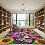 Vibrant Pink Flamingo Floral Garden Rug
