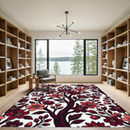 Dark Crimson Cherry Blossom Floral Rug